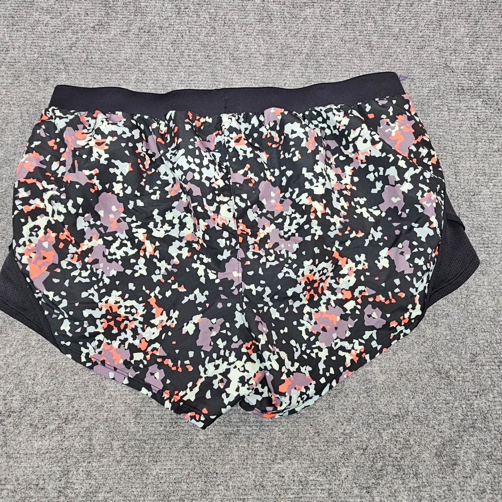 Under Armour Running Shorts Women Large Black Multi HeatGear Active Athletic Gym - Picture 3 of 5
